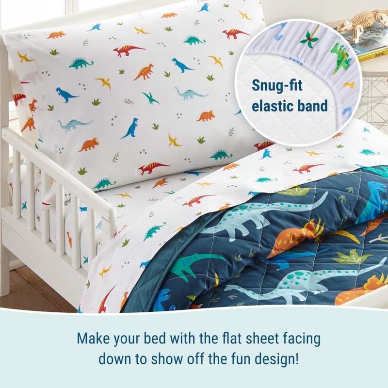 Wildkin 4-Piece Toddler Bed in a Bag â€“ Cotton Comforter, Sheets & Pillowcase for Cozy Cuddles - Jurassic Dinosaurs - Image 4